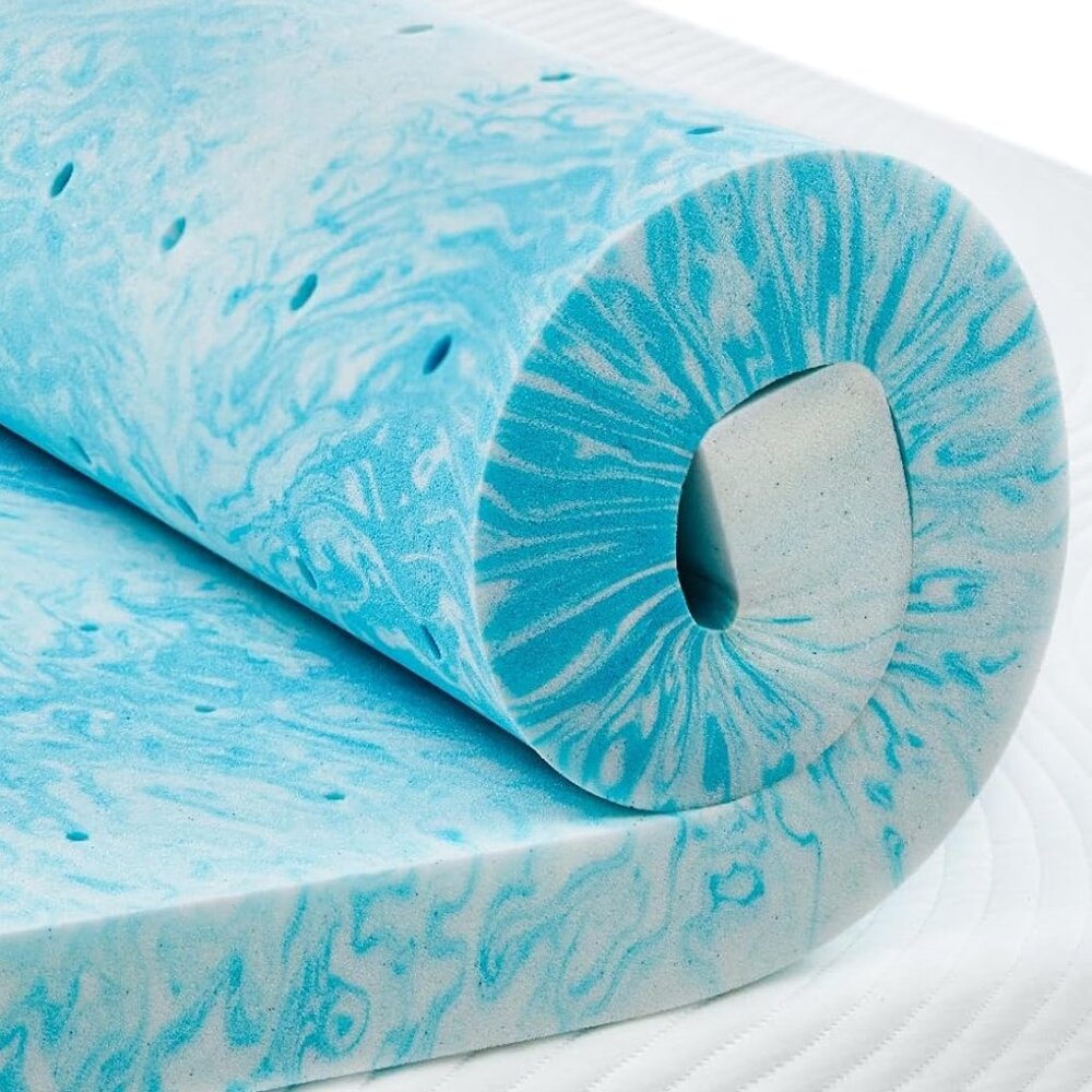 PERLECARE 2 Inch Queen Memory Foam Mattress Topper Cooling Gel Infused Mattress